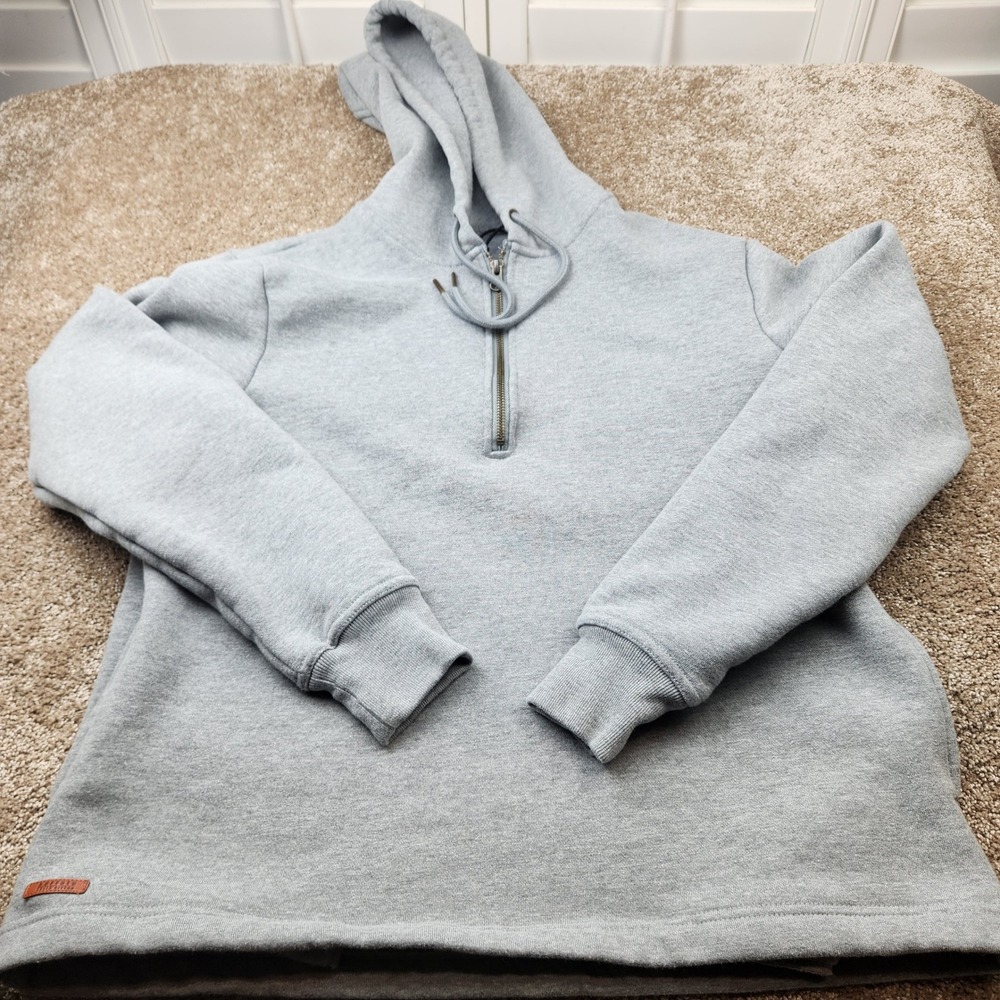 Buffalo David Bitton‎ Mens Grey Heather Quarter Zip Hoodie Sweatshirt Size M